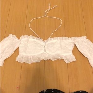 White eyelet crop top